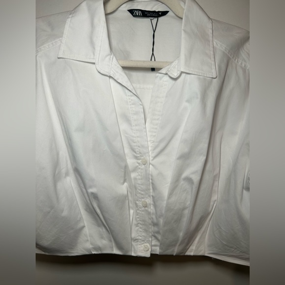 NWOT - ZARA CROP POPLIN SHIRT - Picture 3 of 5
